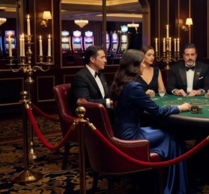 Exclusive VIP casino night with velvet-rope treatment and high-stakes gaming tables.